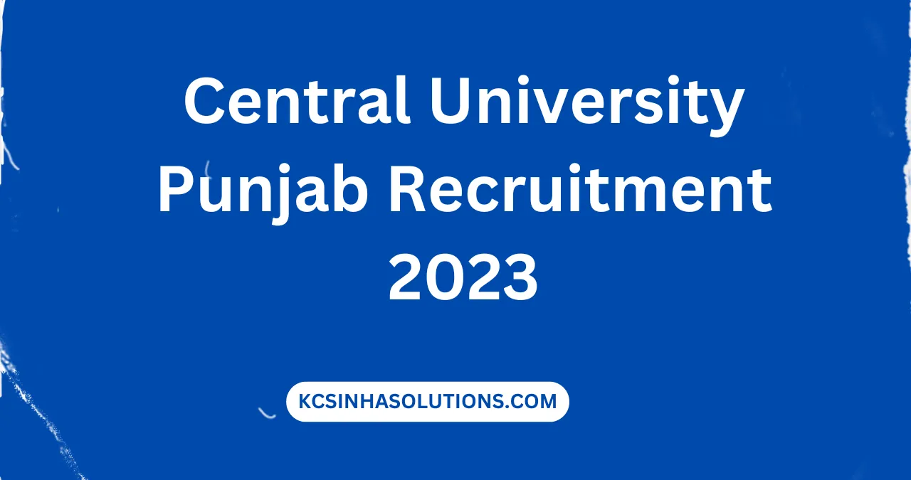 Central University Punjab Recruitment 2023