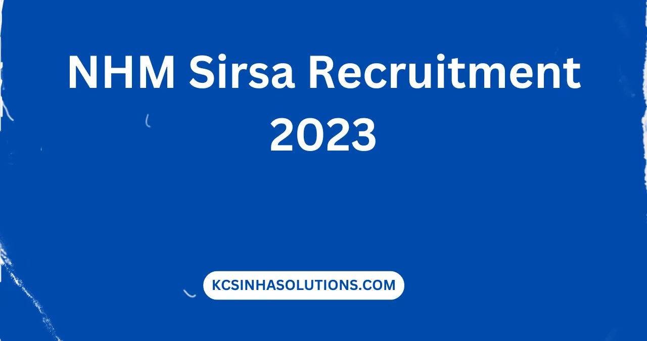 NHM Sirsa Recruitment 2023