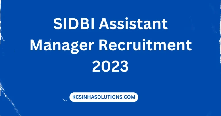 SIDBI Assistant Manager Recruitment 2023