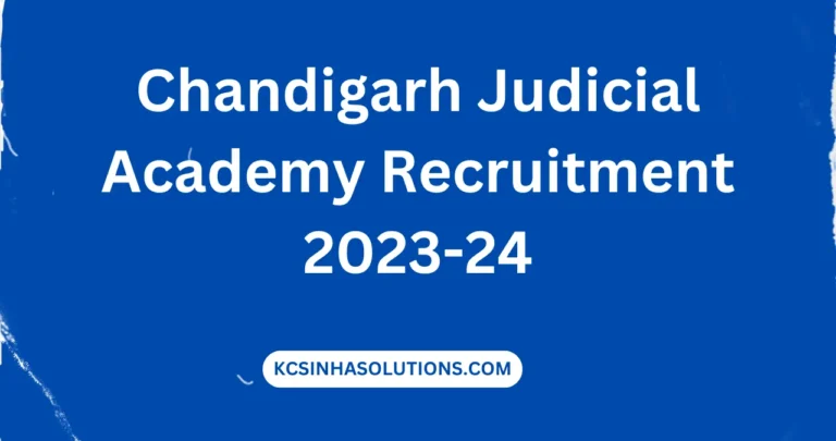 Chandigarh Judicial Academy Recruitment