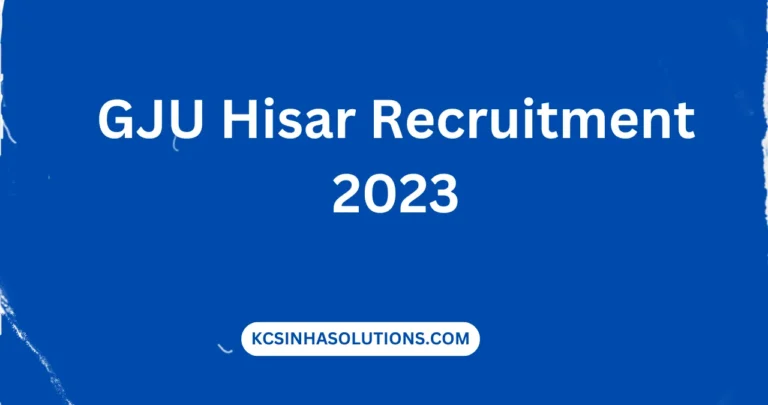 GJU Hisar Recruitment 2023