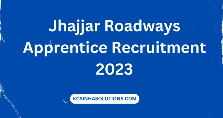Jhajjar Roadways Apprentice Recruitment 2023